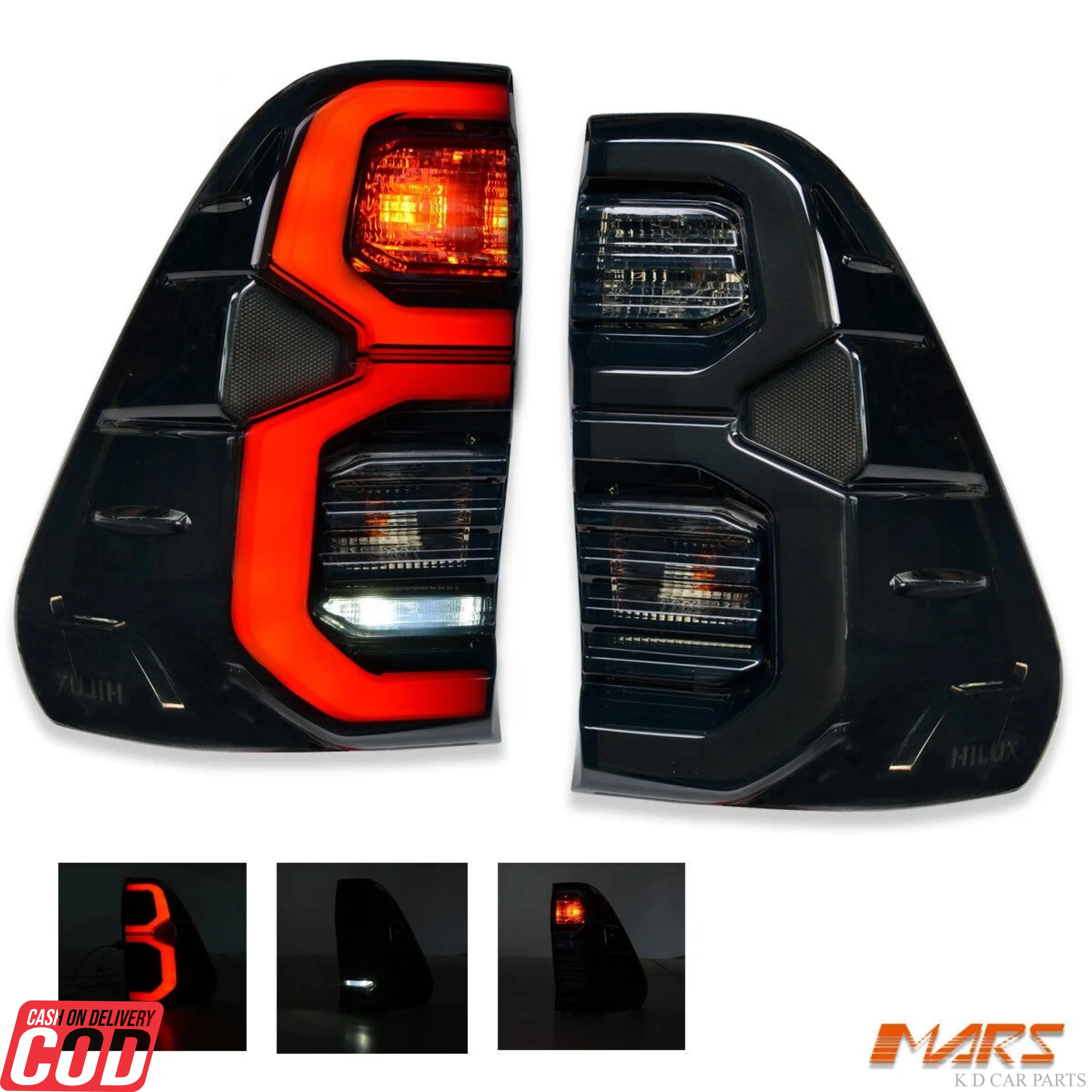 K D Taillight Backlight For Toyota Hilux 2022-Now (Smoky Black )