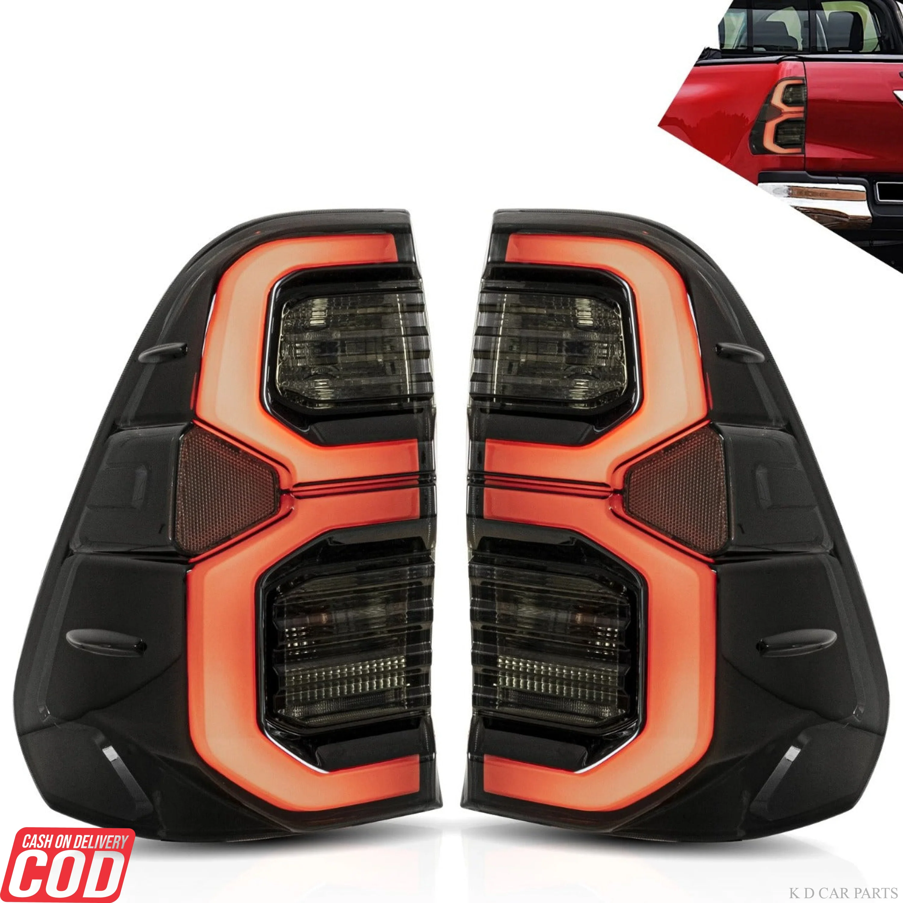 K D Taillight Backlight For Toyota Hilux 2022-Now (Smoky Black ) - Image 10
