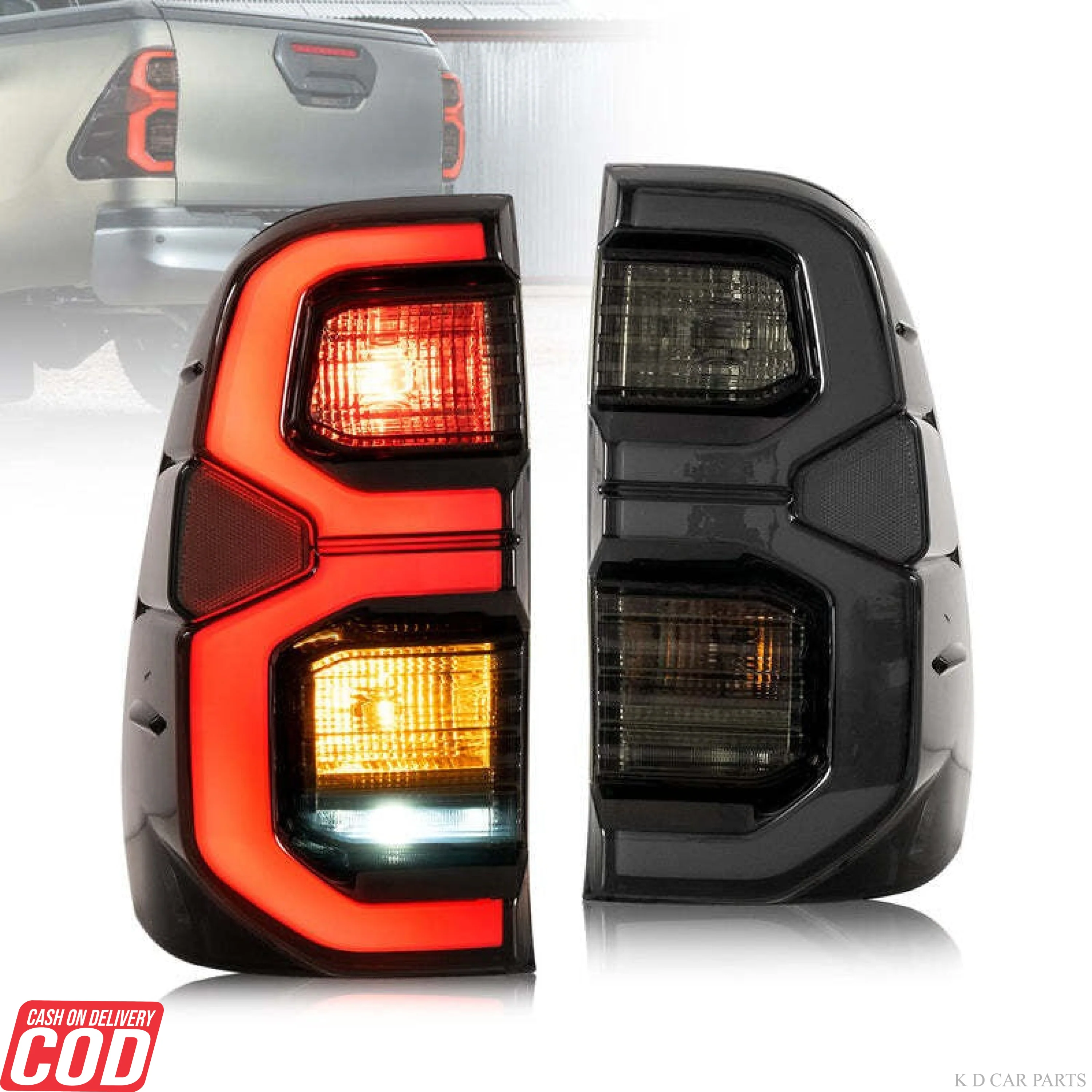 K D Taillight Backlight For Toyota Hilux 2022-Now (Smoky Black ) - Image 7