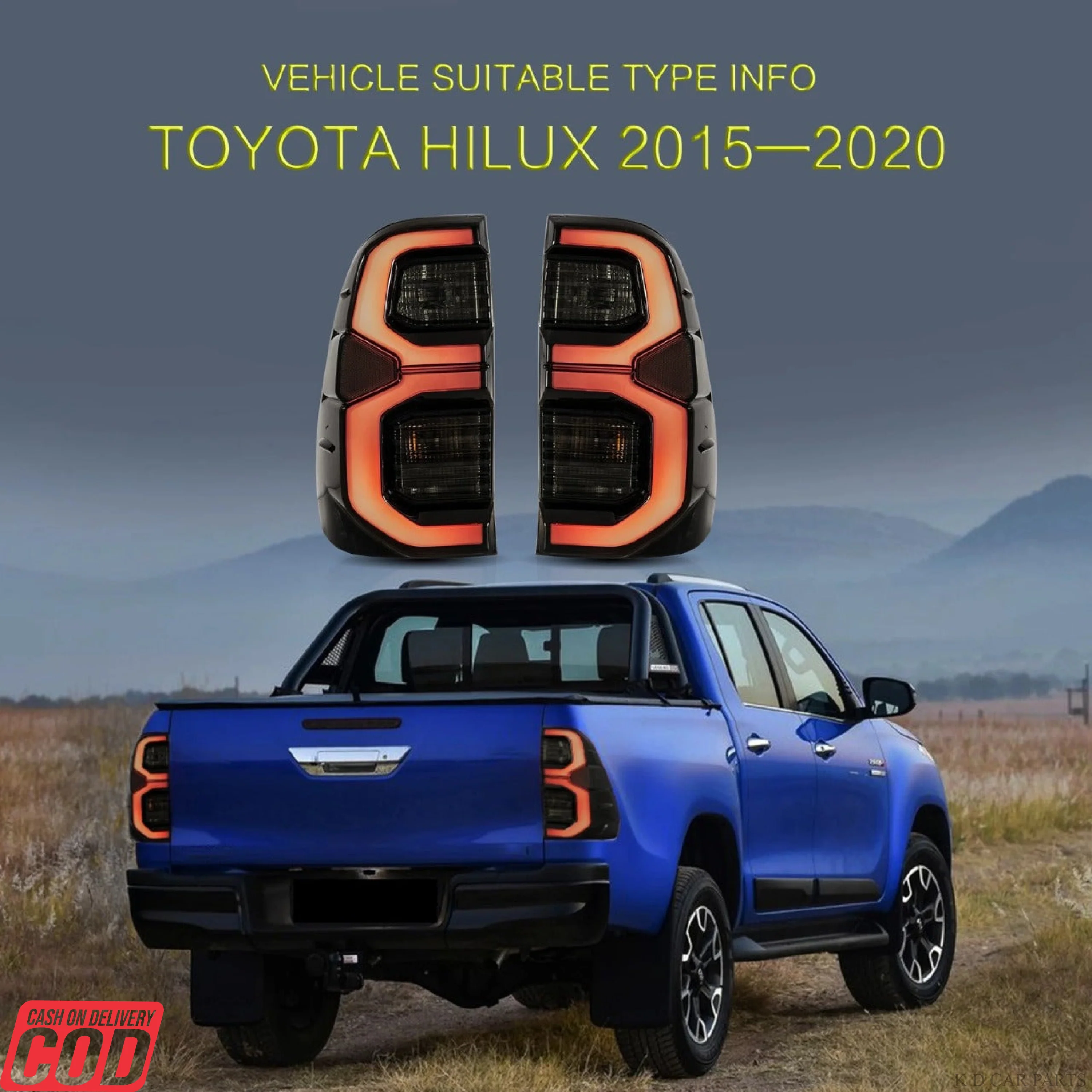 K D Taillight Backlight For Toyota Hilux 2022-Now (Smoky Black ) - Image 9