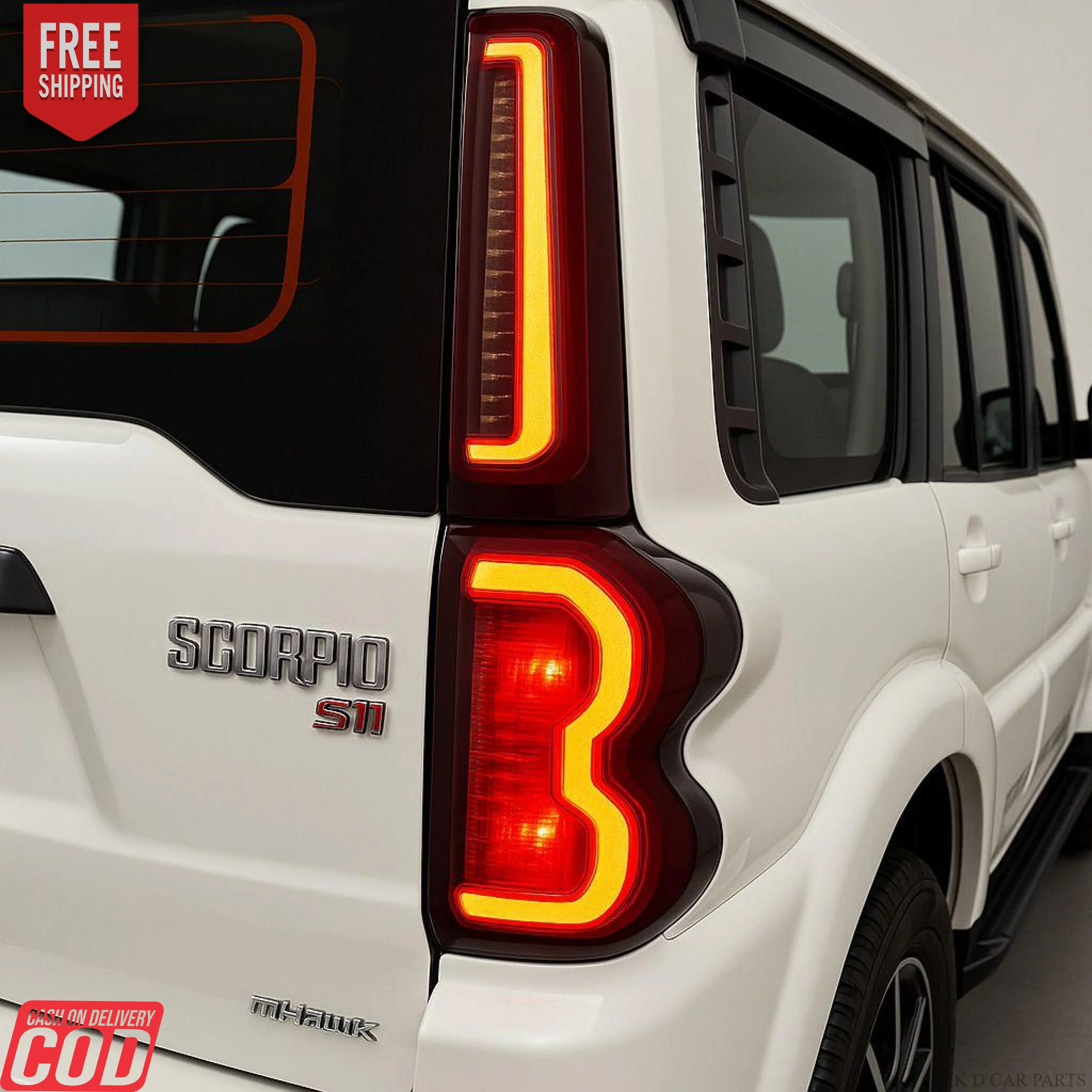 K D TAILLIGHT WITH PILLER LIGHT FOR MAHINDRA SCORPIO (SMOKY BLACK) LED COMPLETE SET - Image 2