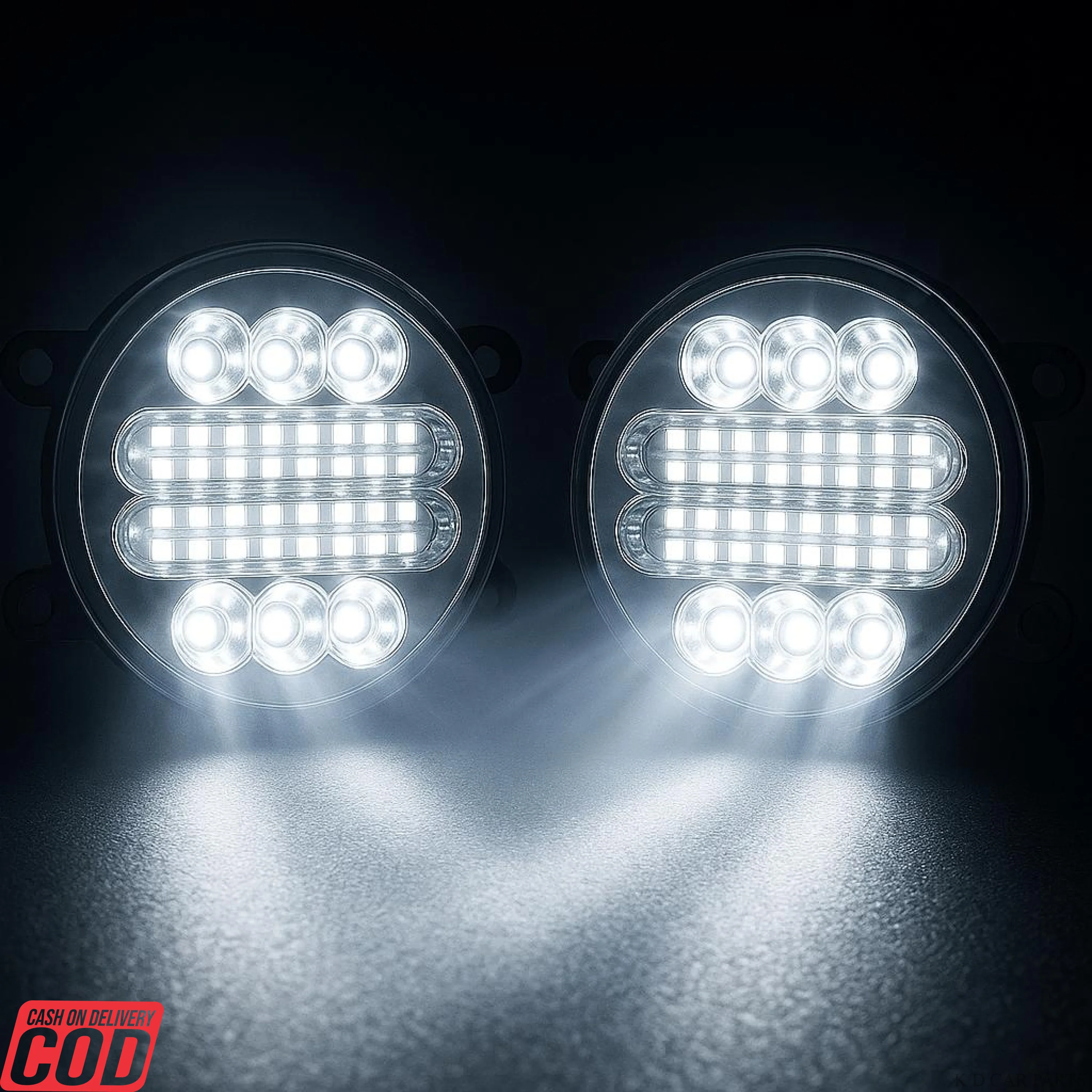 K D Universal Super Bright White LED Fog Lamp | 6000K High-Intensity Beam | All-Weather Visibility | Waterproof, Plug & Play Fog Light for Cars & Bikes (PAIR) 3 INCH