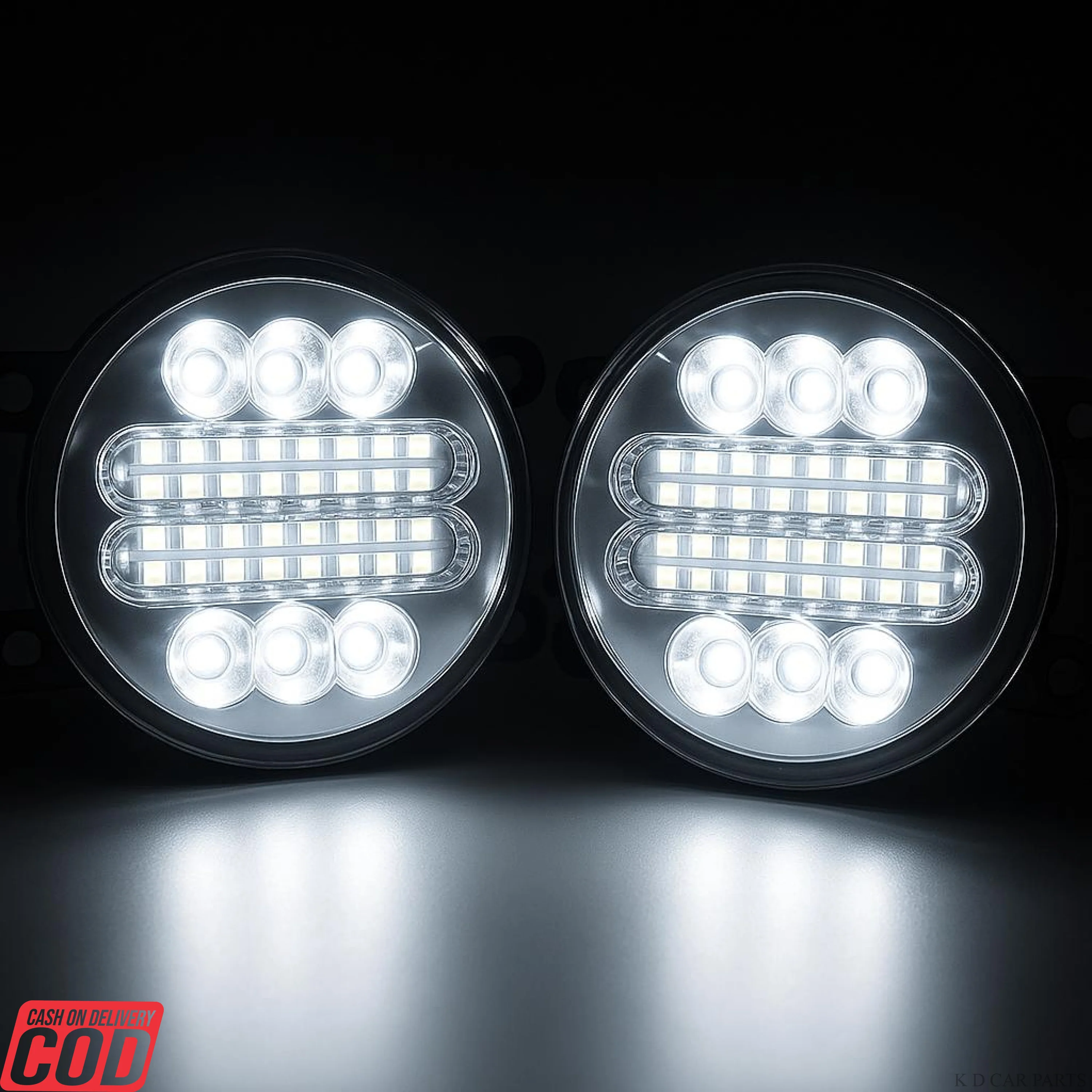 K D Universal Super Bright White LED Fog Lamp | 6000K High-Intensity Beam | All-Weather Visibility | Waterproof, Plug & Play Fog Light for Cars & Bikes (PAIR) 3 INCH - Image 3