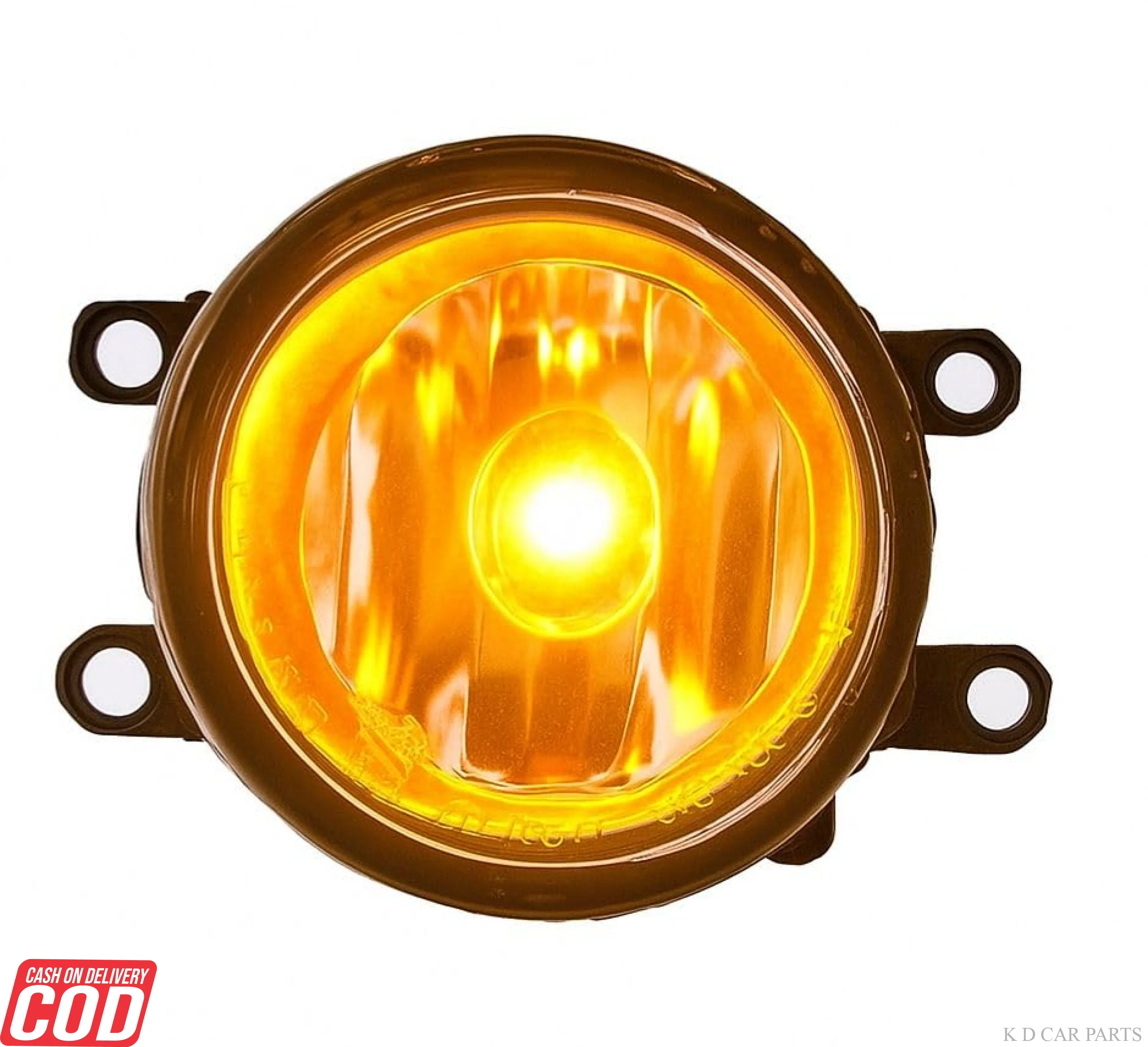 K D Universal Yellow Halogen Fog Lamp (Single) | Super Bright Focus Beam for Night & Rain | Long Range Visibility | Durable Car Fog Light (GLASS) OEM Quality