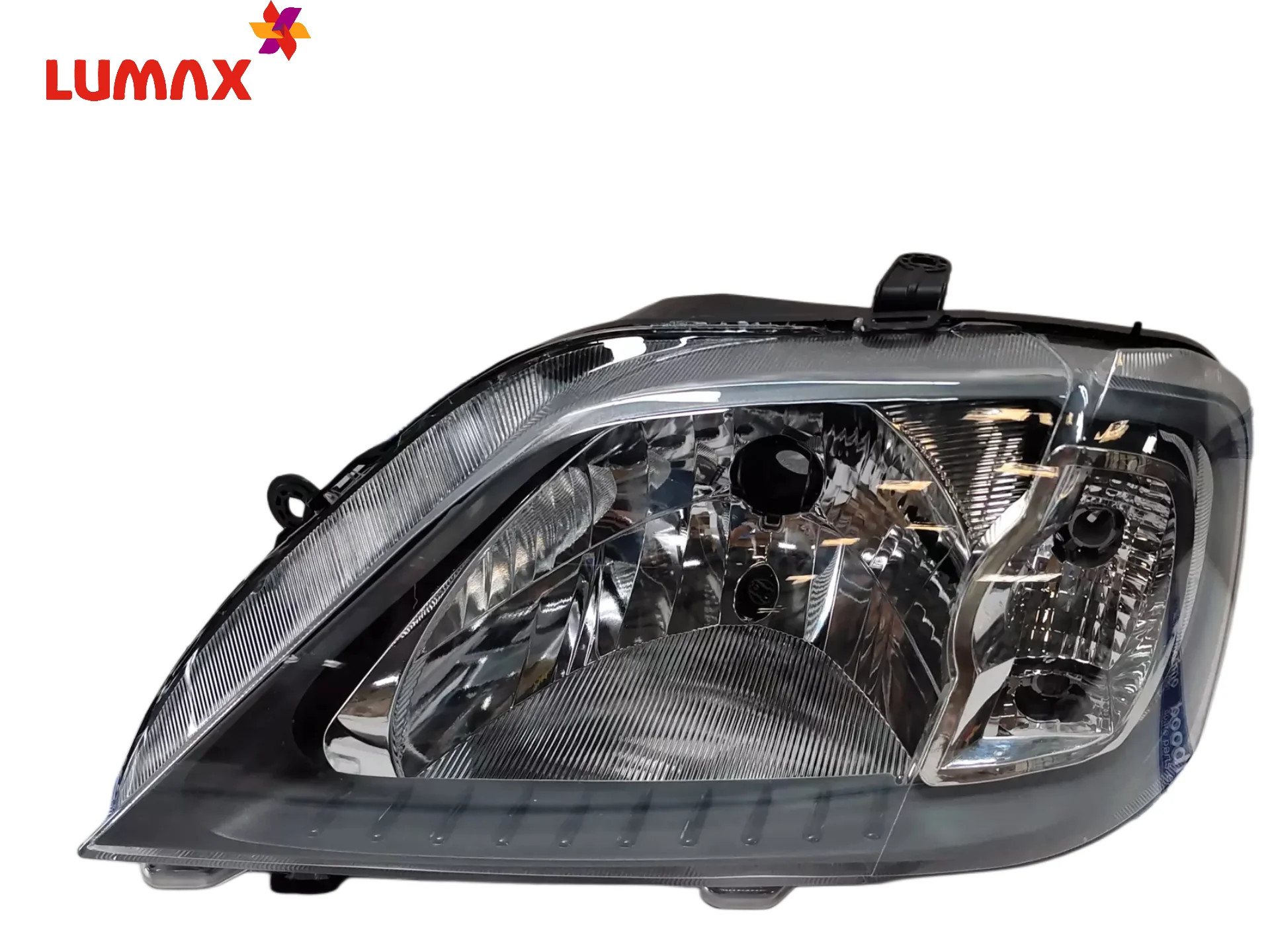 Lumax Headlight Assembly For Mahindra Logan Black 2004-2012 - Image 2