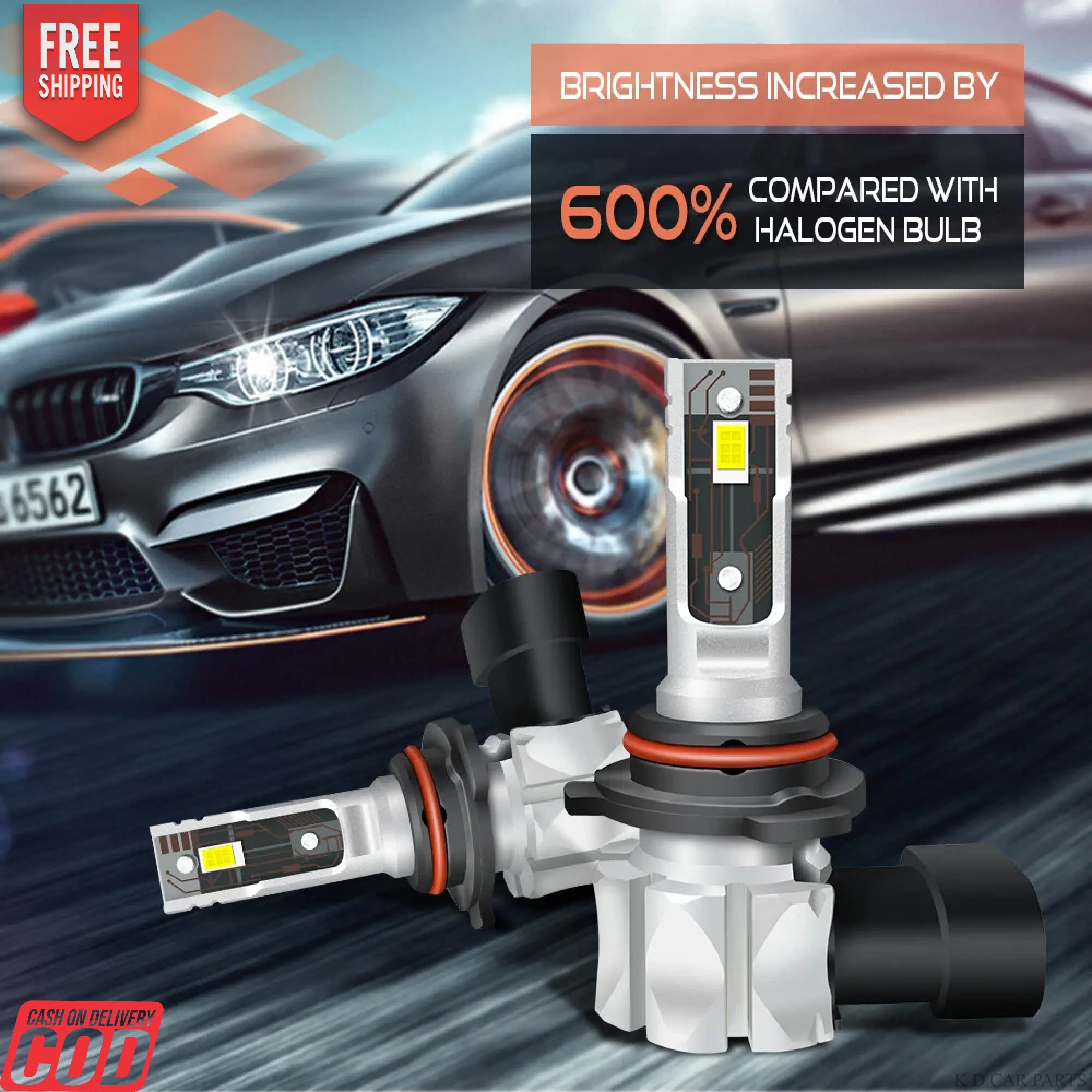 WHITE 9006 LED HEADLIGHT BULB (HIGH QUALITY) PAIR - Image 4