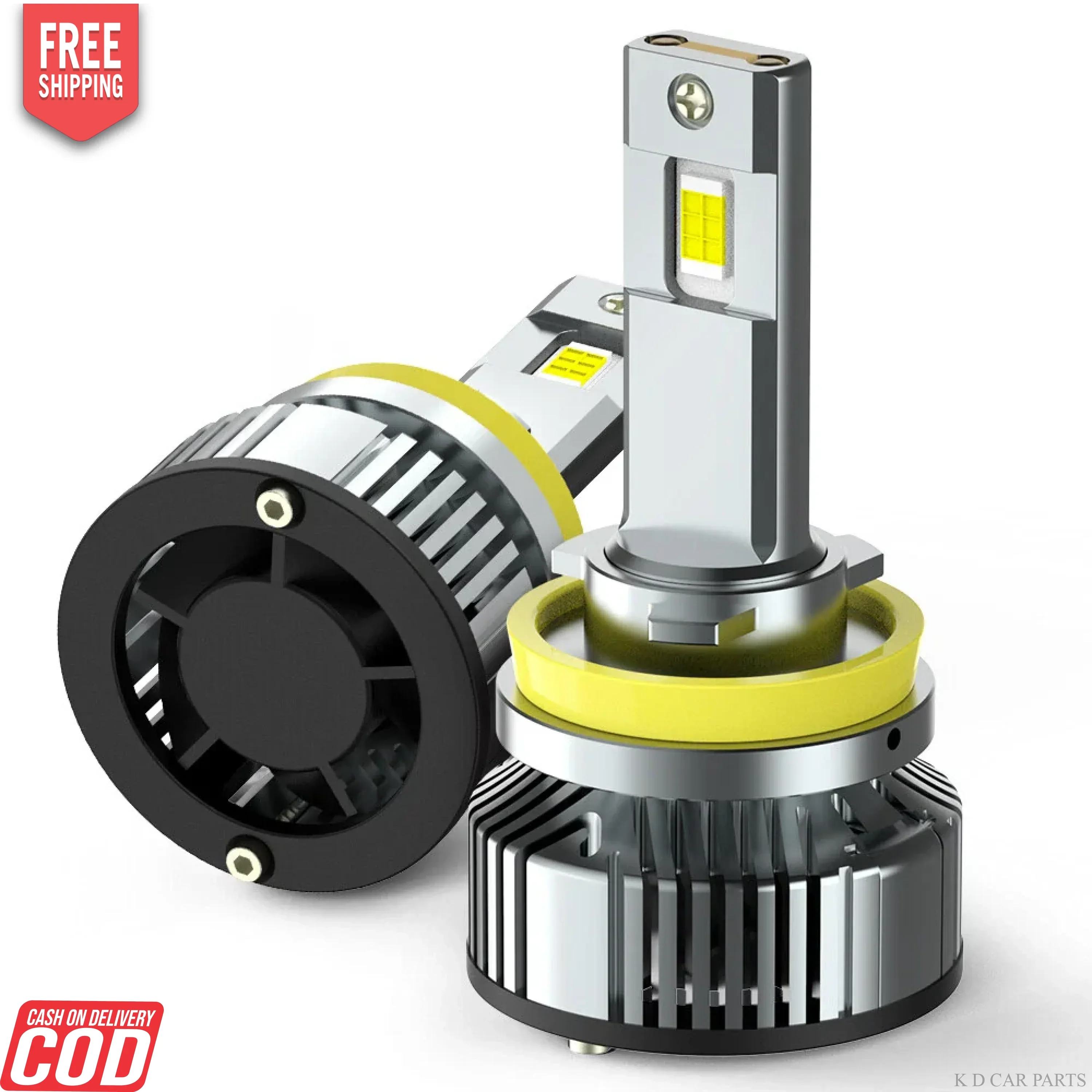 WHITE H11 LED HEADLIGHT BULB (HIGH QUALITY) PAIR - Image 2