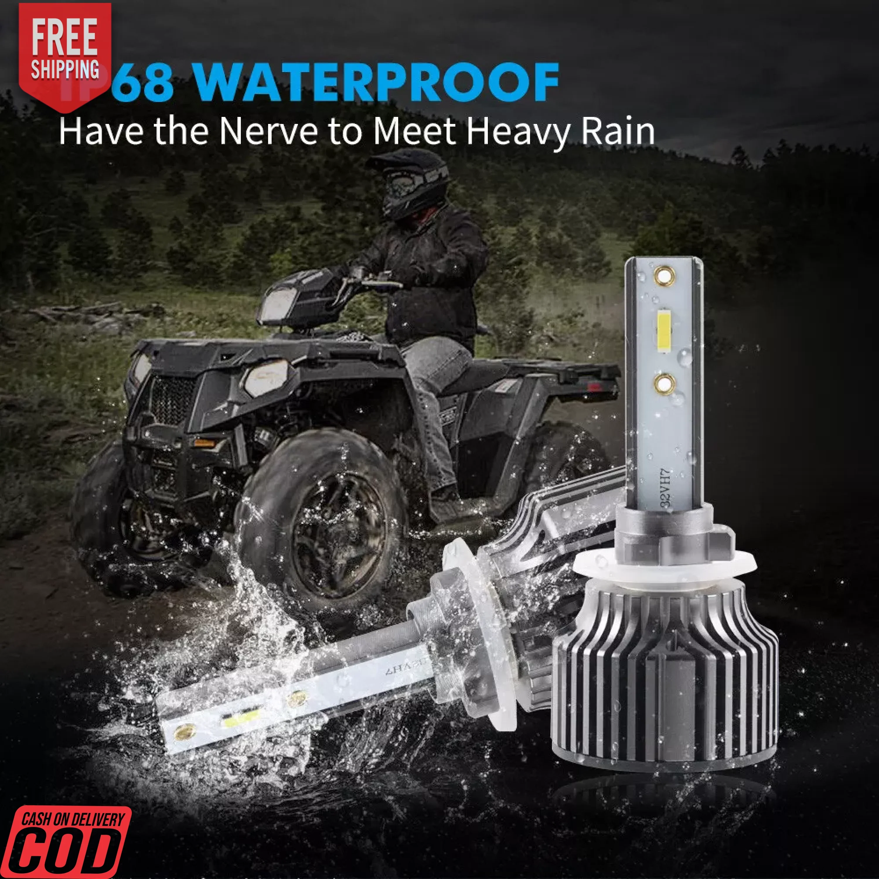 WHITE H27 LED HEADLIGHT BULB (HIGH QUALITY) PAIR - Image 3