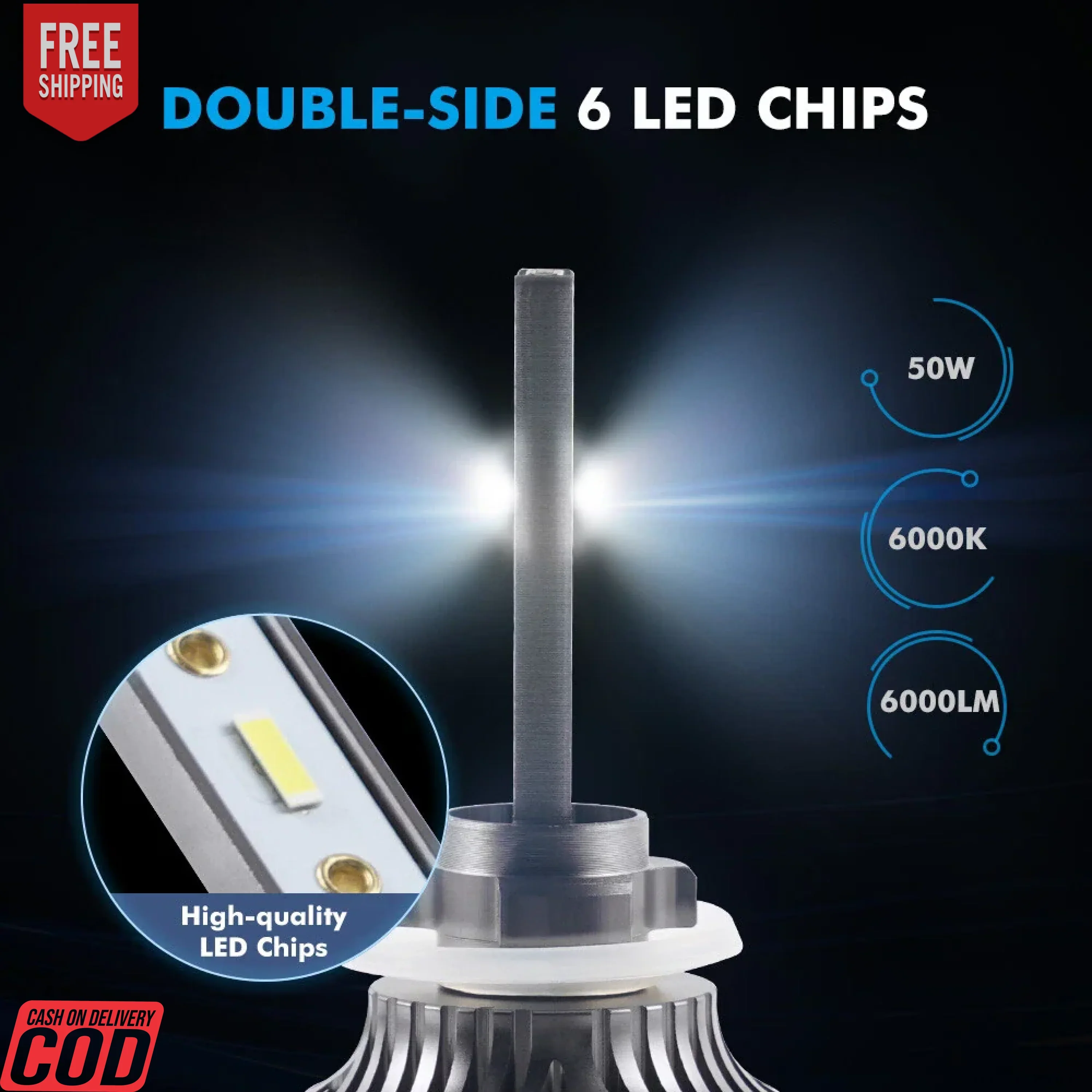 WHITE H27 LED HEADLIGHT BULB (HIGH QUALITY) PAIR - Image 5
